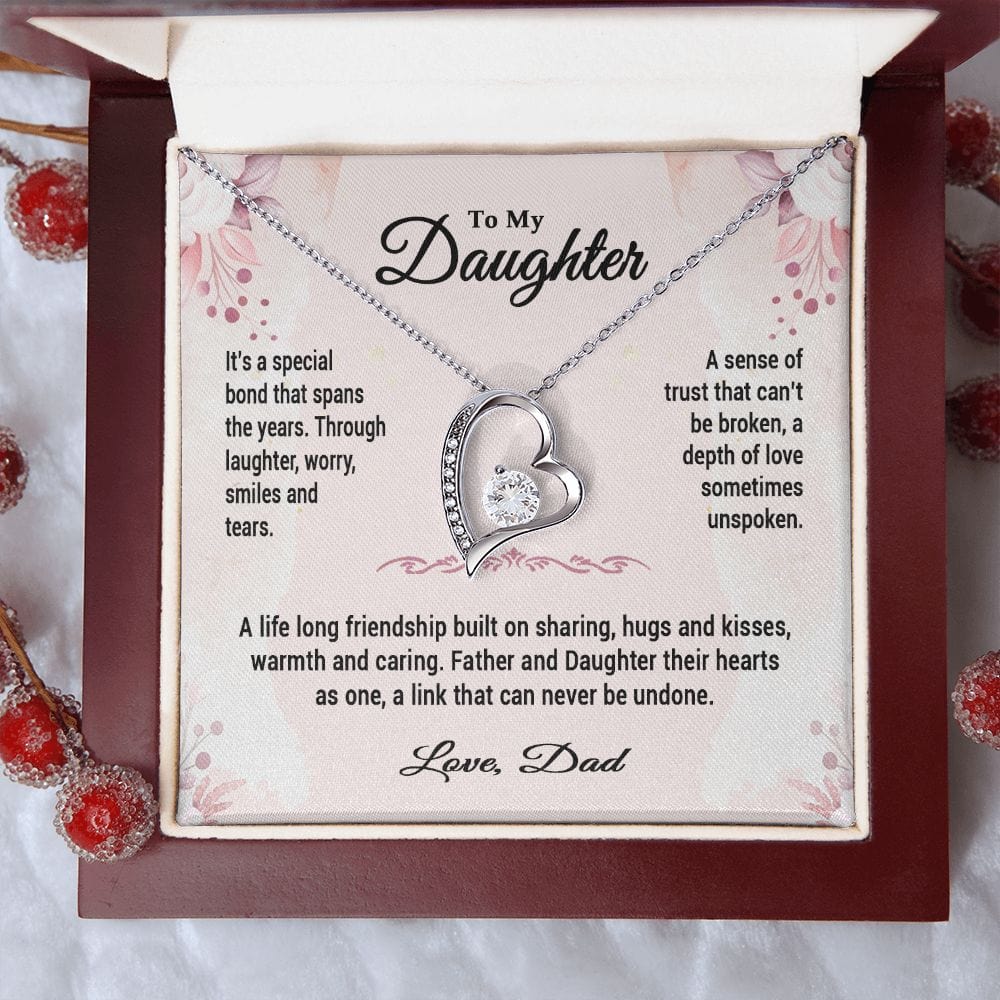 To My Daughter Gift Necklace from Dad / Forever Love Heart Pendant Necklace for Daughter