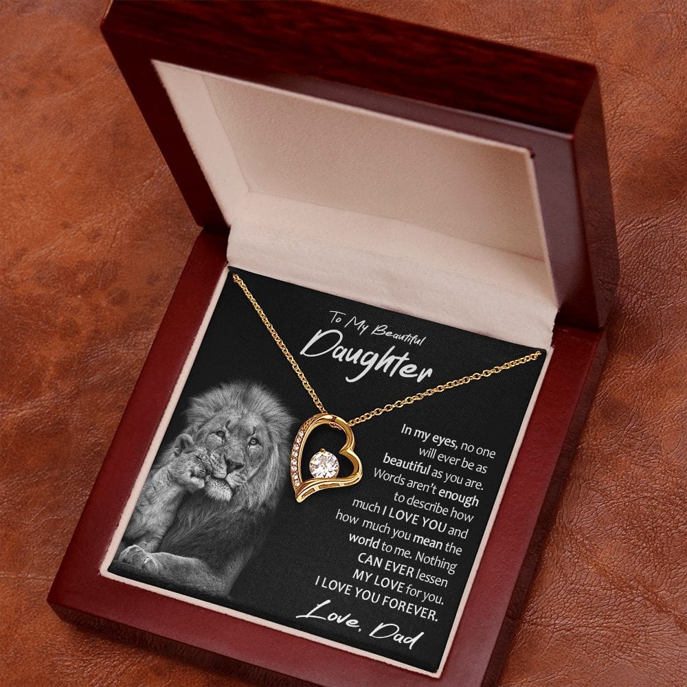 To My Daughter Gift Necklace with Loving Message Card from Dad, Forever Love Pendant Necklace for Daughter