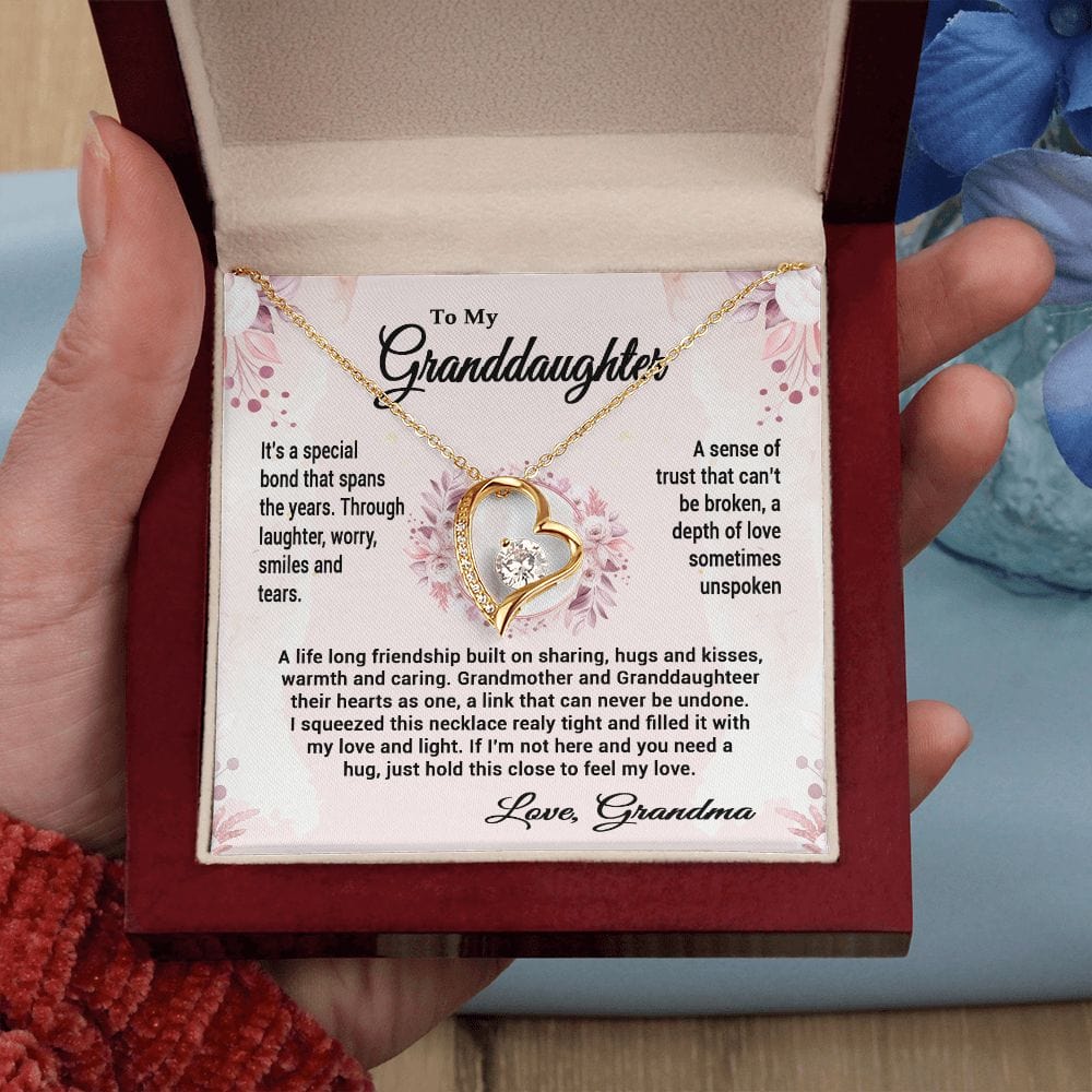 To My Granddaughter Gift Necklace From Grandma / Forever Love Heart Necklace for Granddaughter