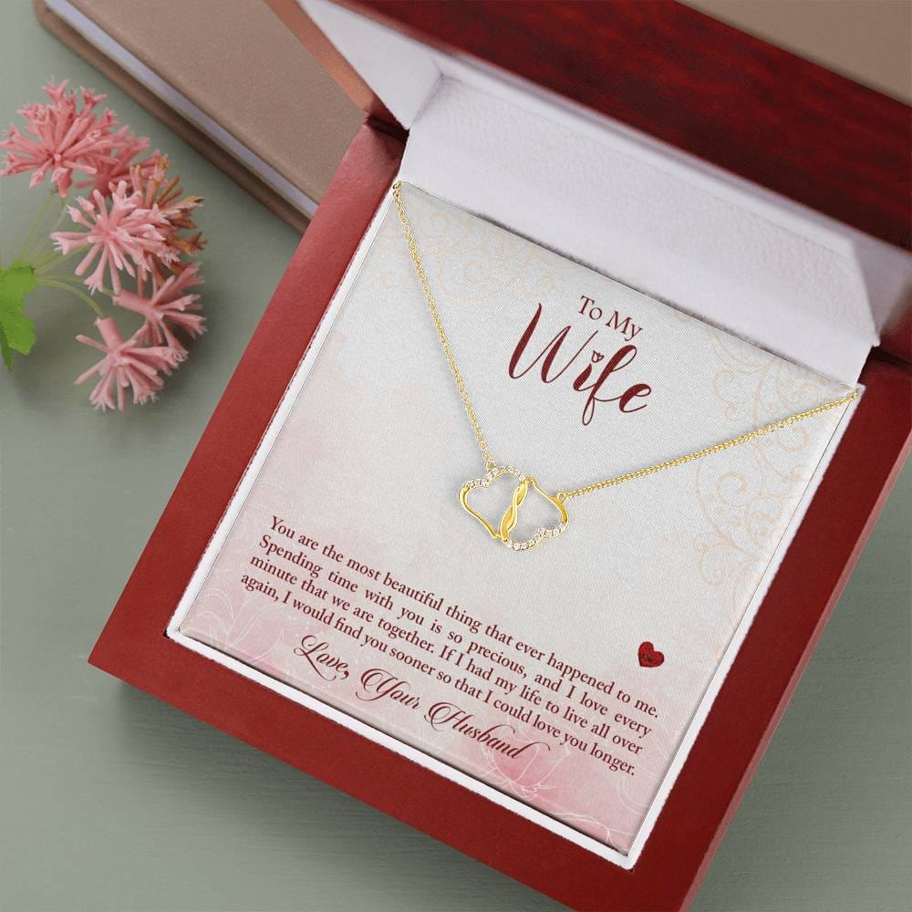 To My Wife You are the Most Beautiful Thing Message Card Necklace To Family Circle Gifts