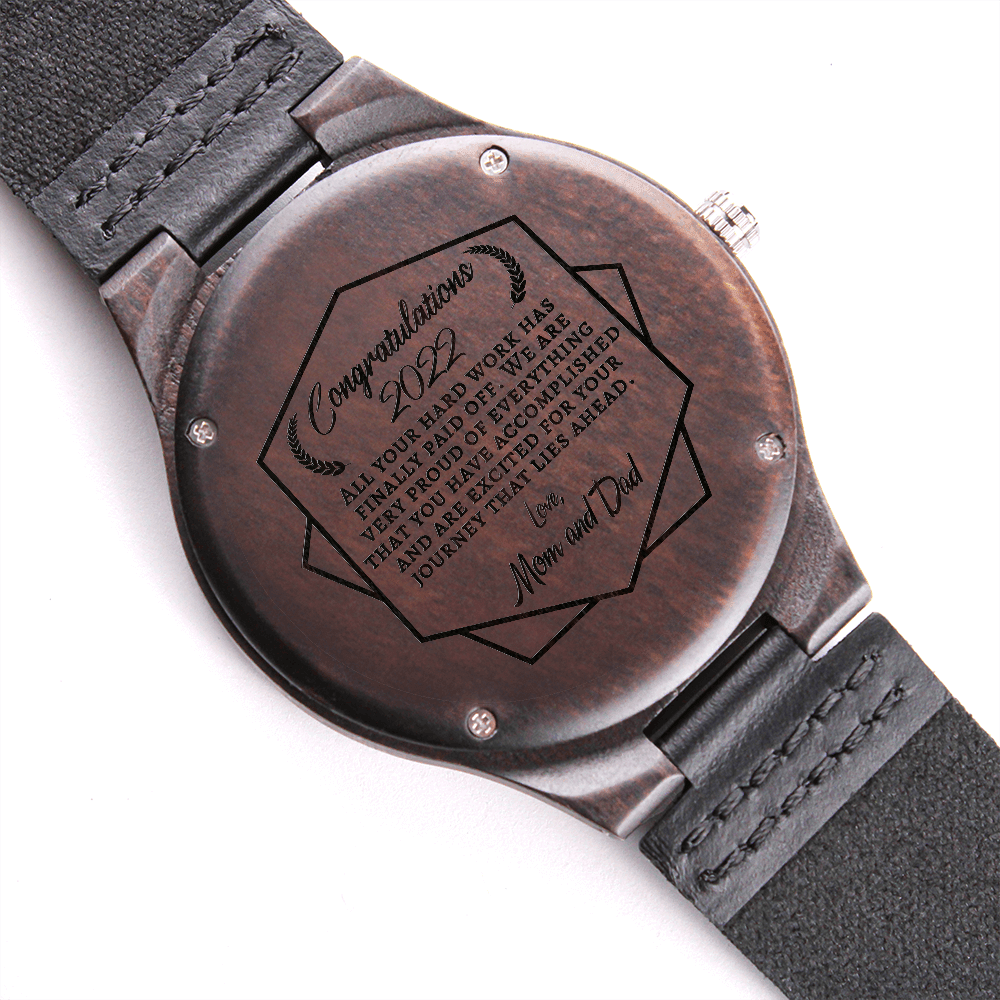 Engraved Wooden Watch for Son Graduation Class of 2022 gift Watch En Family Circle Gifts