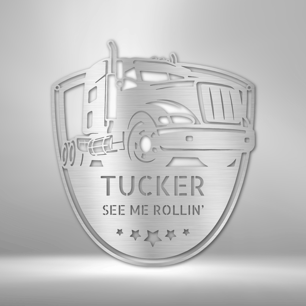 Trucker Monogram Steel Sign, Steel Sign for Truckers