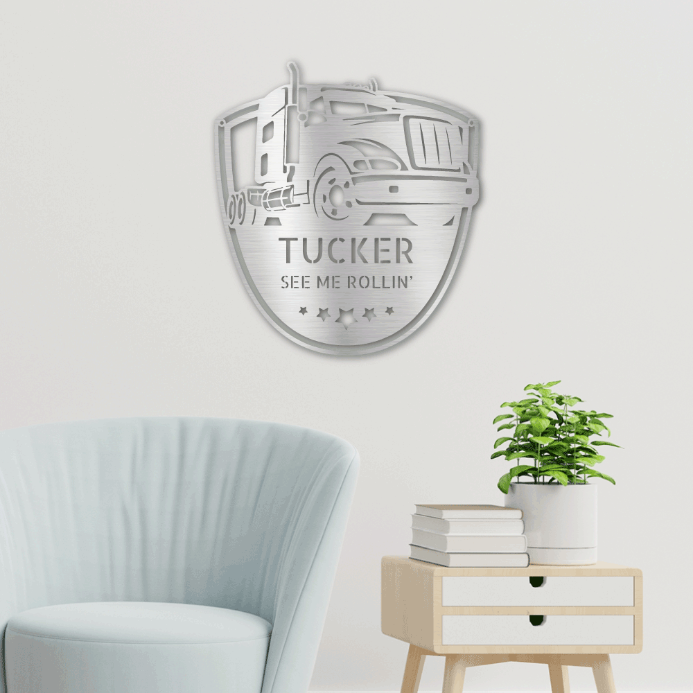 Trucker Monogram Steel Sign, Steel Sign for Truckers