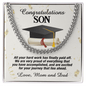 Cuban Link Chain For Son, Class Of 2023 Graduation Gift for Son, Message Card Jewelry For Him, High School Graduation Gift for Son, College Graduation Gift from Mom and Dad