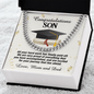 Cuban Link Chain For Son, Class Of 2023 Graduation Gift for Son, Message Card Jewelry For Him, High School Graduation Gift for Son, College Graduation Gift from Mom and Dad