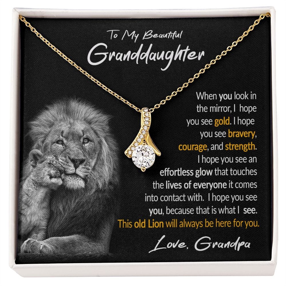 To My Granddaughter Gift Necklace with Loveing Message Card from Grandpa, Alluring Beauty Pendant Necklace for Granddaughter