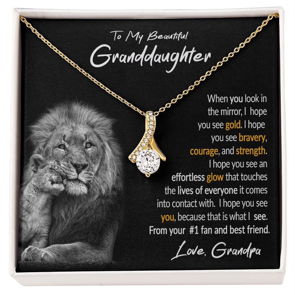 To My Granddaughter Gift Necklace from Grandpa, Alluring Beauty Pendant Necklace for Granddaughter