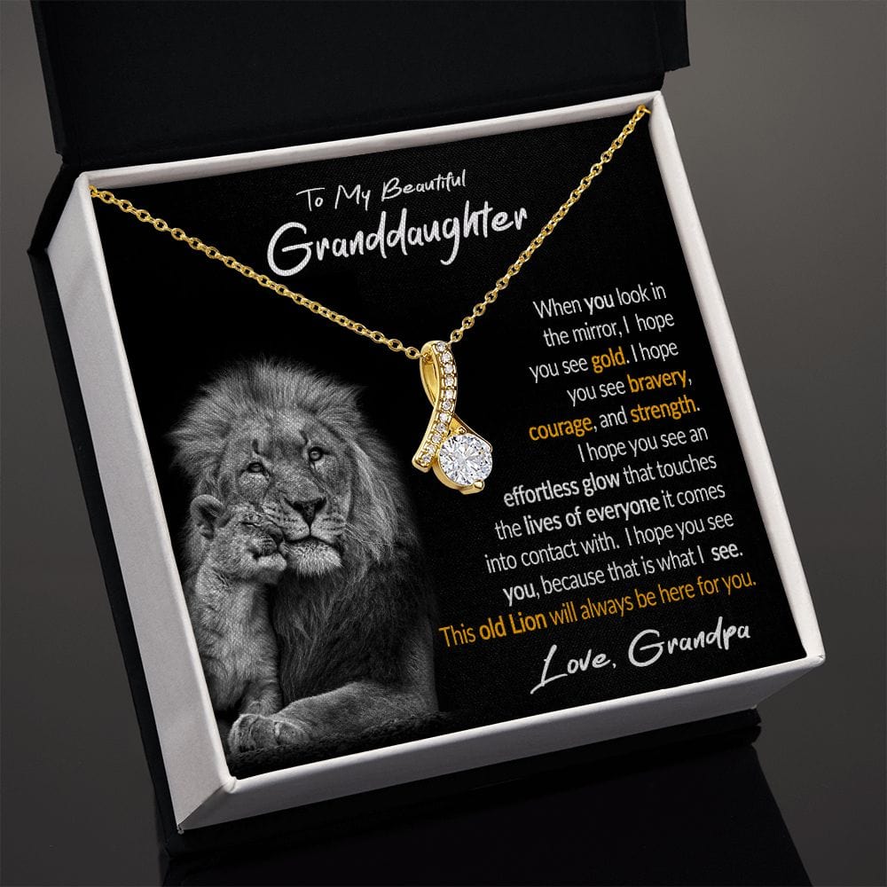 To My Granddaughter Gift Necklace with Loveing Message Card from Grandpa, Alluring Beauty Pendant Necklace for Granddaughter