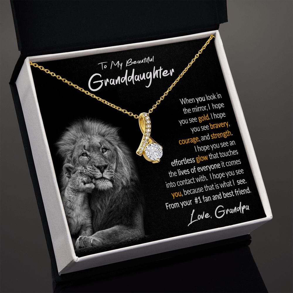 To My Granddaughter Gift Necklace from Grandpa, Alluring Beauty Pendant Necklace for Granddaughter