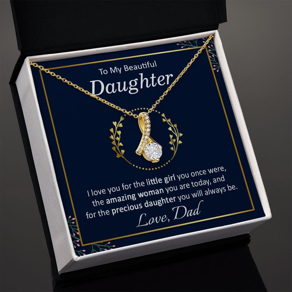 To My Beautiful Daughter Gift Necklace From Dad / Alluring Beauty Pendant Necklace for Daughter / To My Daughter