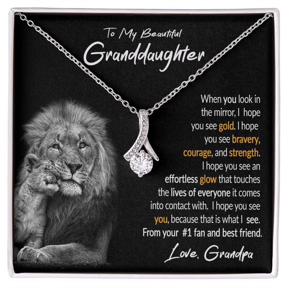 To My Granddaughter Gift Necklace from Grandpa, Alluring Beauty Pendant Necklace for Granddaughter
