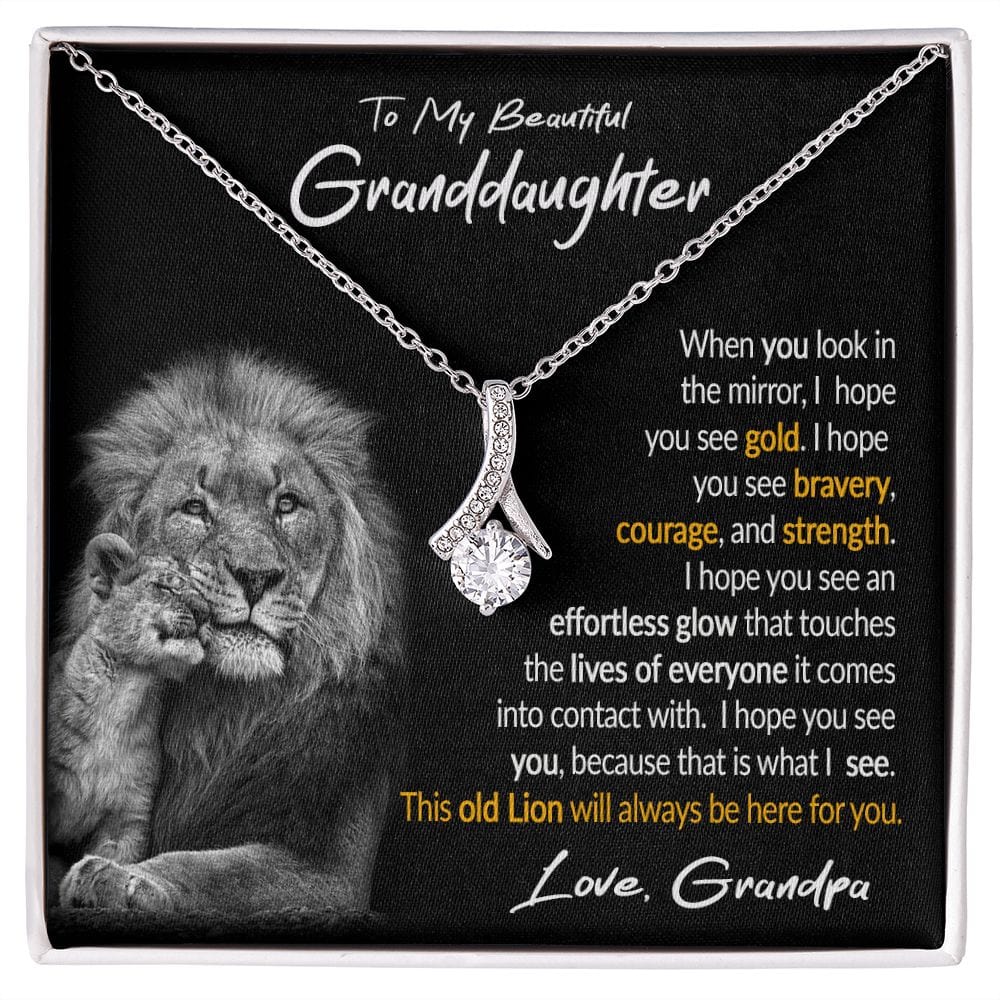 To My Granddaughter Gift Necklace with Loveing Message Card from Grandpa, Alluring Beauty Pendant Necklace for Granddaughter