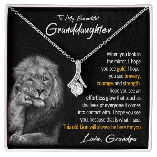 To My Granddaughter Gift Necklace with Loveing Message Card from Grandpa, Alluring Beauty Pendant Necklace for Granddaughter