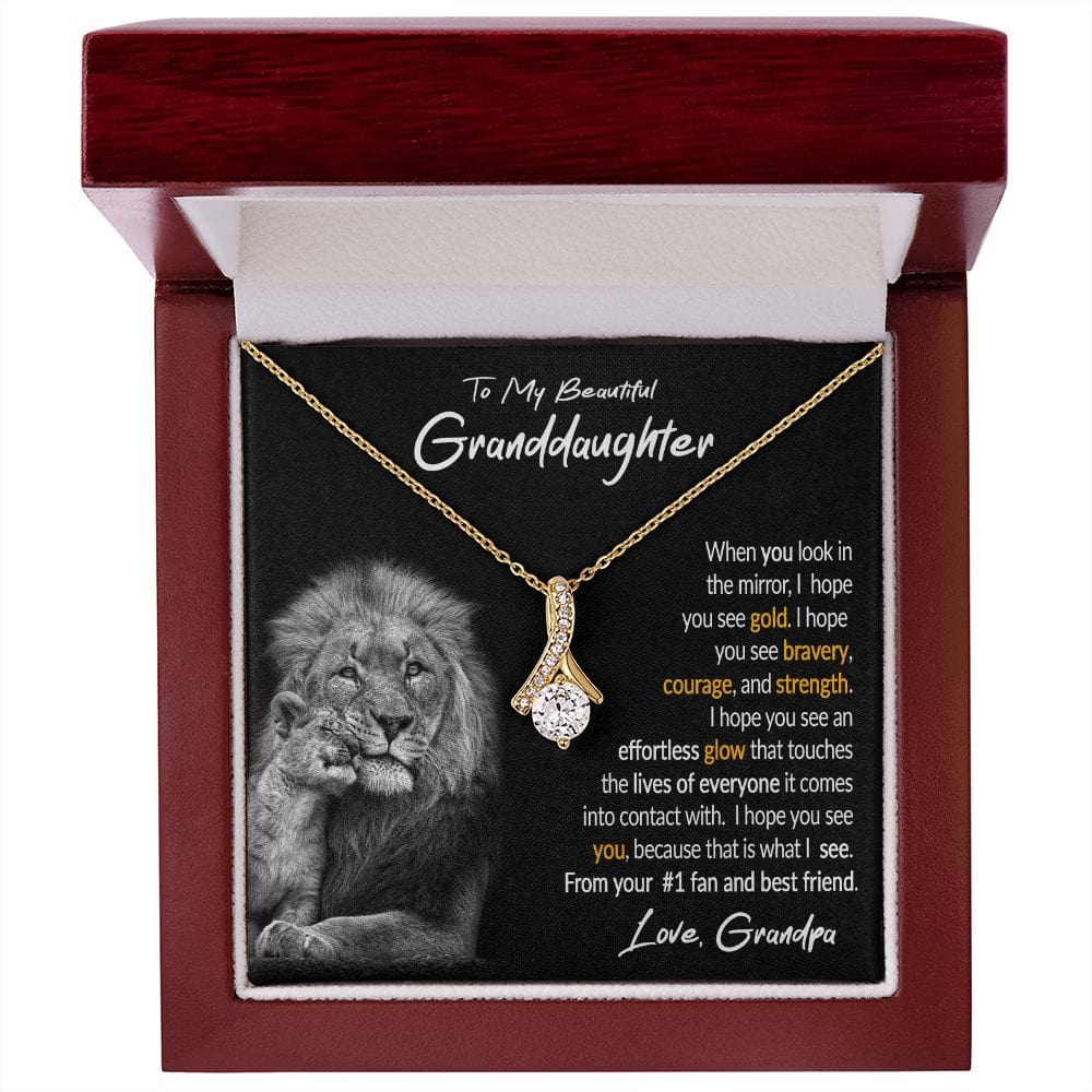 To My Granddaughter Gift Necklace from Grandpa, Alluring Beauty Pendant Necklace for Granddaughter