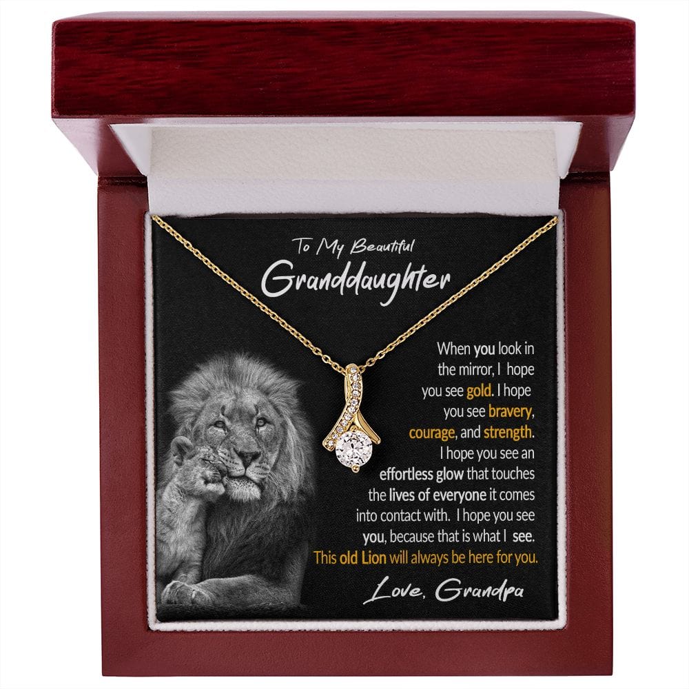 To My Granddaughter Gift Necklace with Loveing Message Card from Grandpa, Alluring Beauty Pendant Necklace for Granddaughter