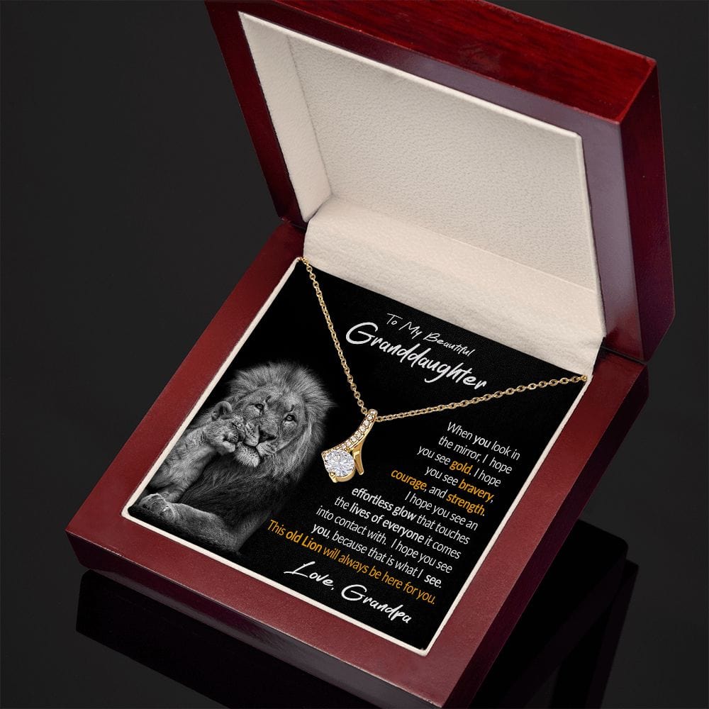 To My Granddaughter Gift Necklace with Loveing Message Card from Grandpa, Alluring Beauty Pendant Necklace for Granddaughter