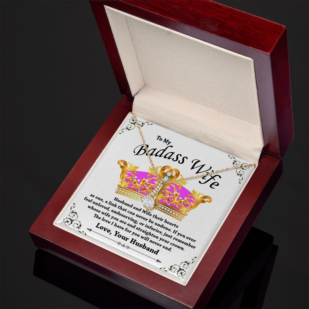 To My Badass Wife Gift Necklace / Alluring Beauty Pendant Necklace from Husband