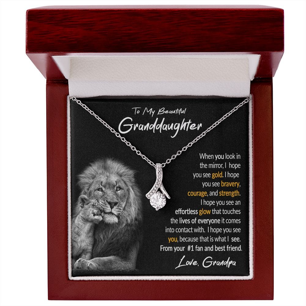 To My Granddaughter Gift Necklace from Grandpa, Alluring Beauty Pendant Necklace for Granddaughter