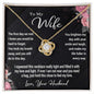 To My Wife Gift Necklace, Love Knot Pendant Necklace with Message Card