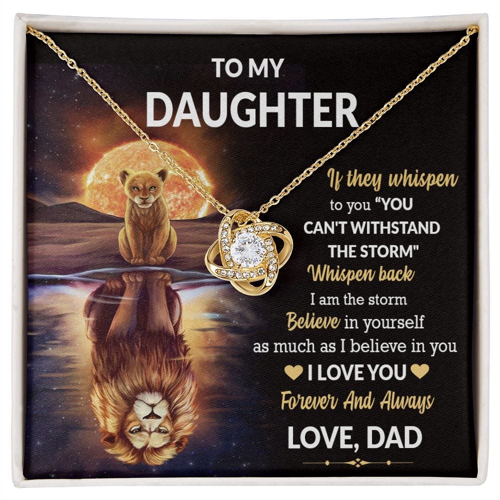 To My Daughter Gift Necklace with Message Card / Daughter Gift From Dad / Love knot pendant Necklace for Daughter