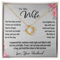 To My Wife Gift Necklace, Love Knot Pendant Necklace with Message Card