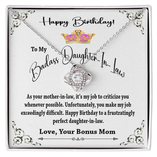 Happy Birthday to My Daughter In Law / Love Knot Necklace for Daughter In Law / Gift From Mother In Law / To My Daughter In Law