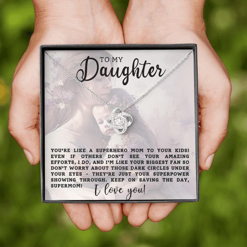 To My Daughter Gift Necklace, Love Knot Pendant Necklace for Daughter, Mother's Day, Birthday