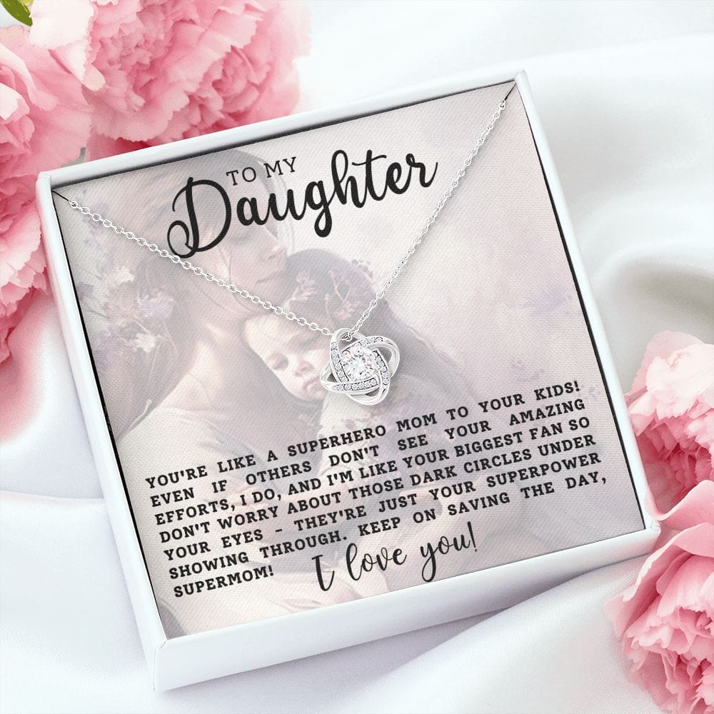 To My Daughter Gift Necklace, Love Knot Pendant Necklace for Daughter, Mother's Day, Birthday