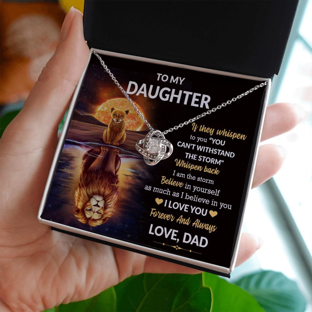 To My Daughter Gift Necklace with Message Card / Daughter Gift From Dad / Love knot pendant Necklace for Daughter