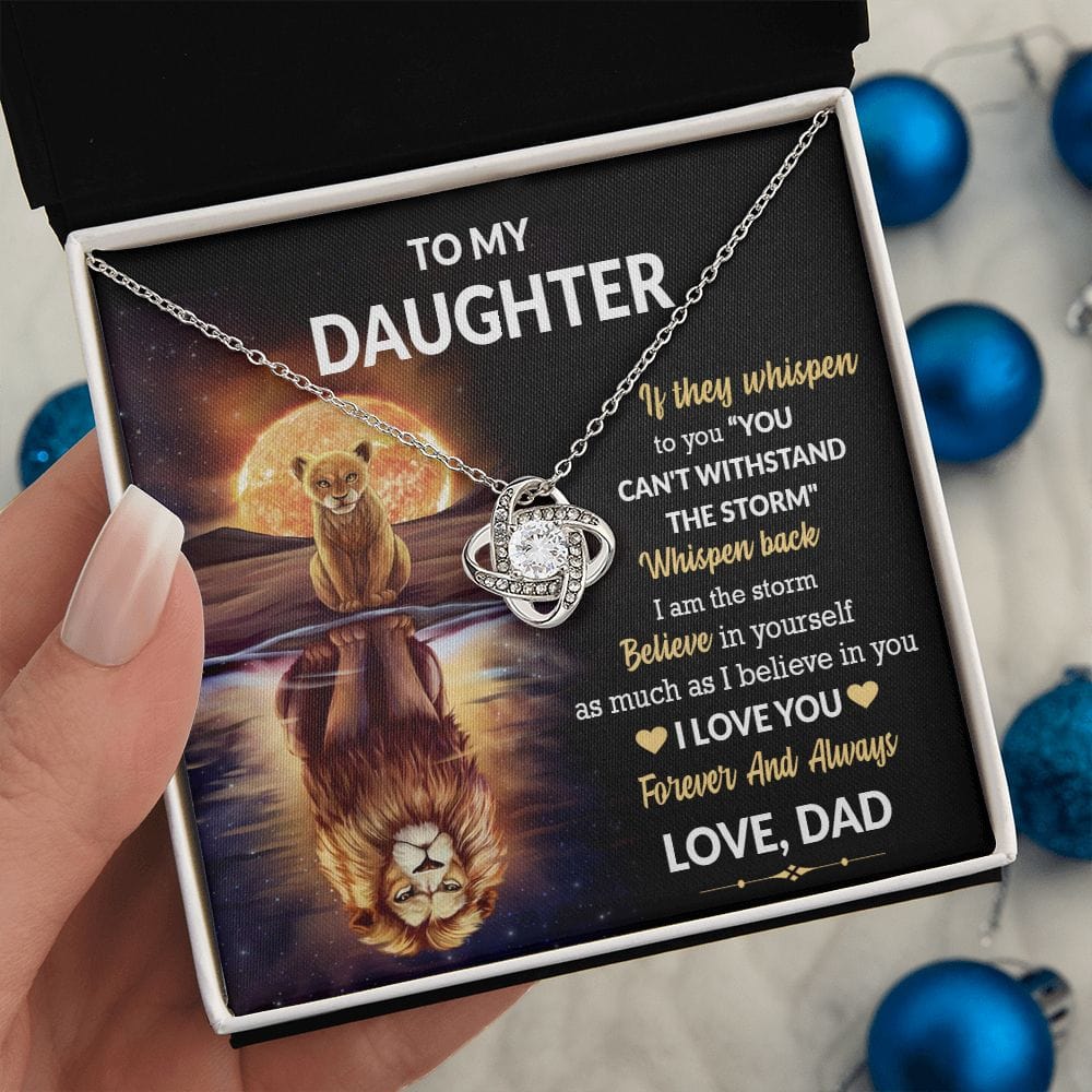 To My Daughter Gift Necklace with Message Card / Daughter Gift From Dad / Love knot pendant Necklace for Daughter