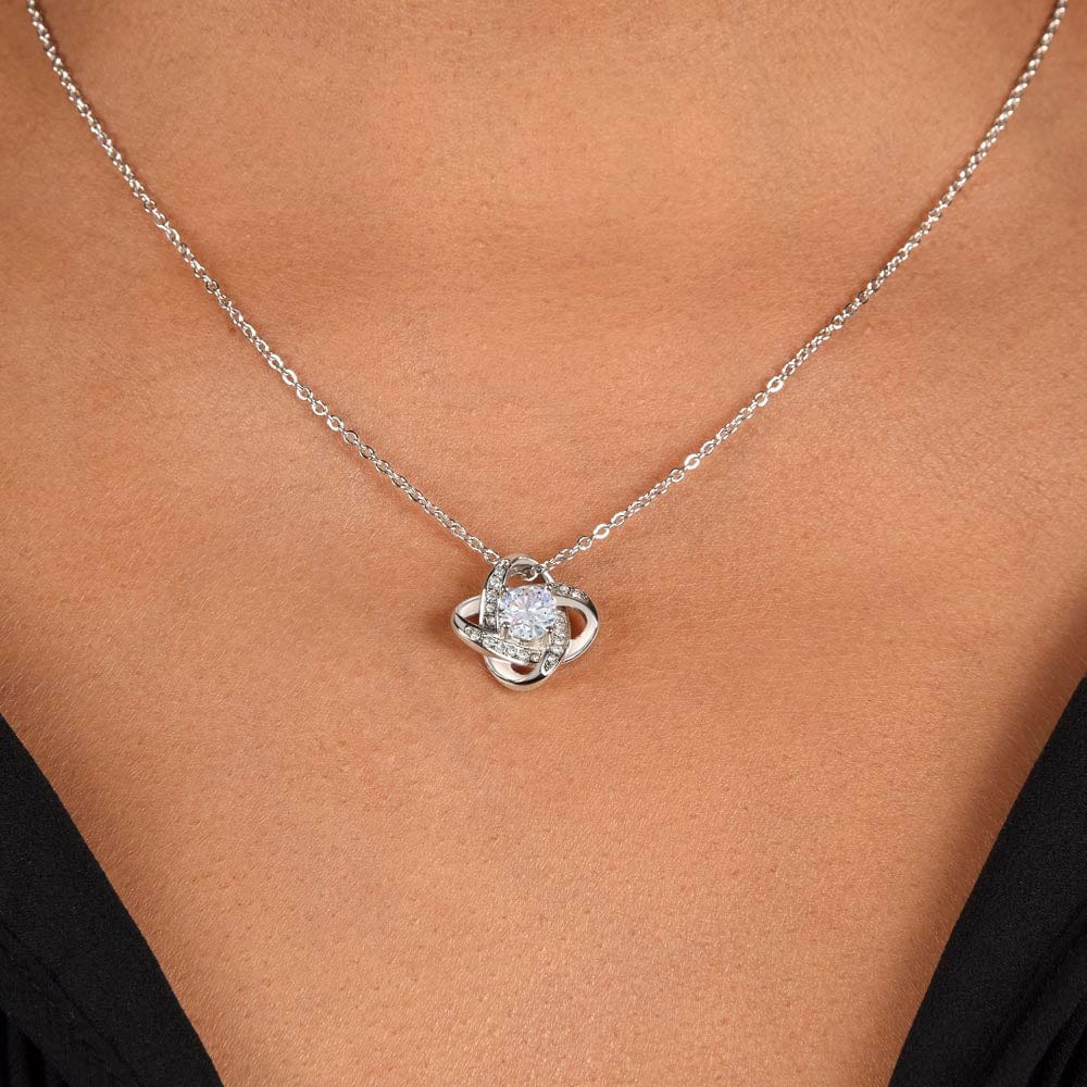 To My Beautiful Daughter Gift Necklace with Loving Message Card, Love Knot Pendant Necklace for Daughter