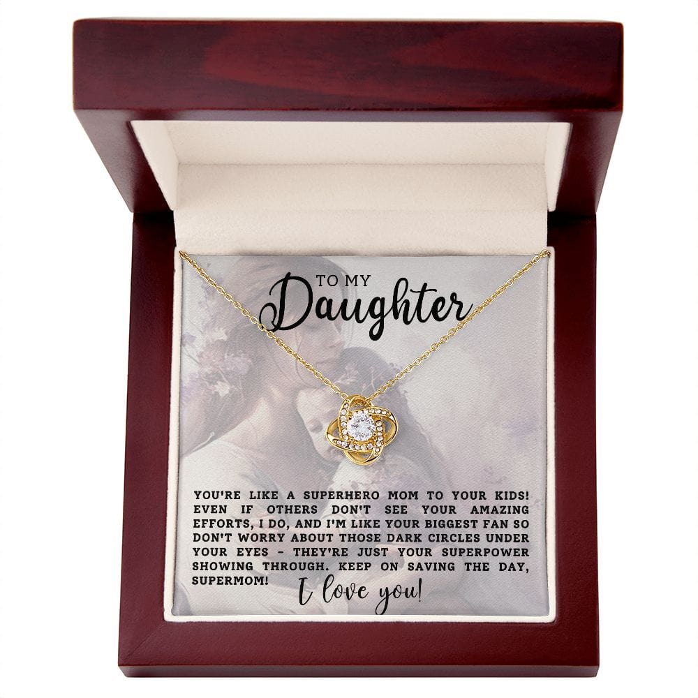 To My Daughter Gift Necklace, Love Knot Pendant Necklace for Daughter, Mother's Day, Birthday