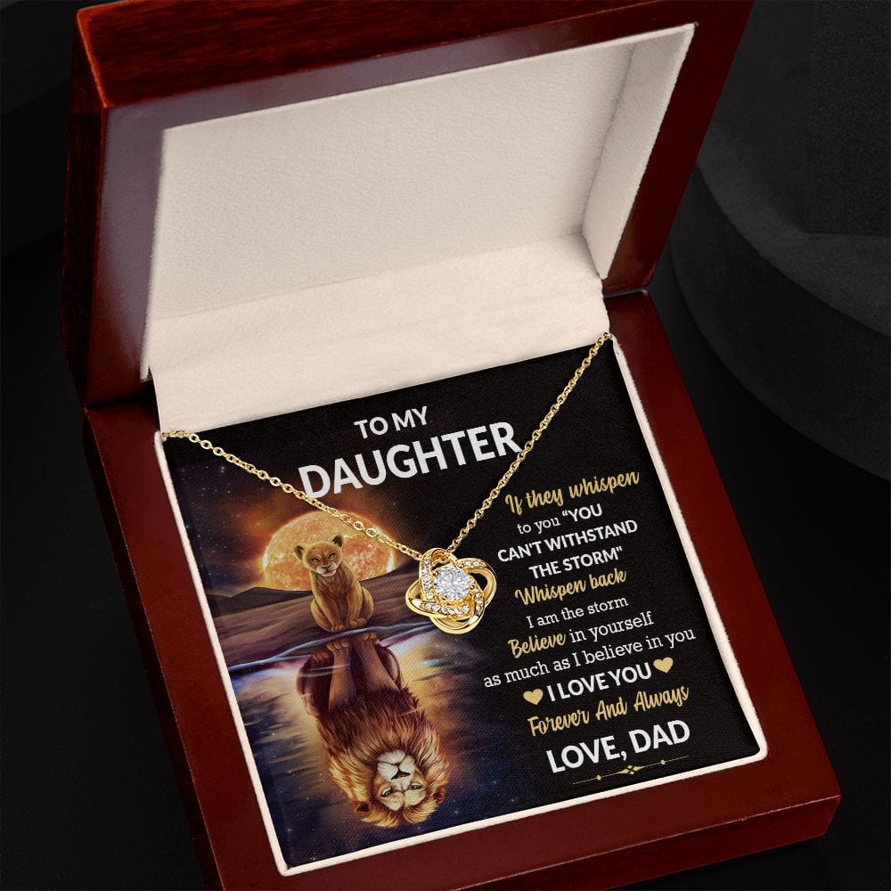 To My Daughter Gift Necklace with Message Card / Daughter Gift From Dad / Love knot pendant Necklace for Daughter