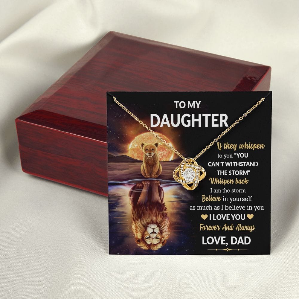 To My Daughter Gift Necklace with Message Card / Daughter Gift From Dad / Love knot pendant Necklace for Daughter
