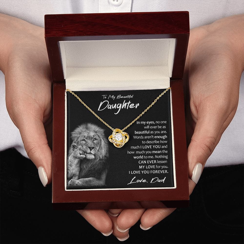 To My Beautiful Daughter Gift Necklace with Loving Message Card, Love Knot Pendant Necklace for Daughter