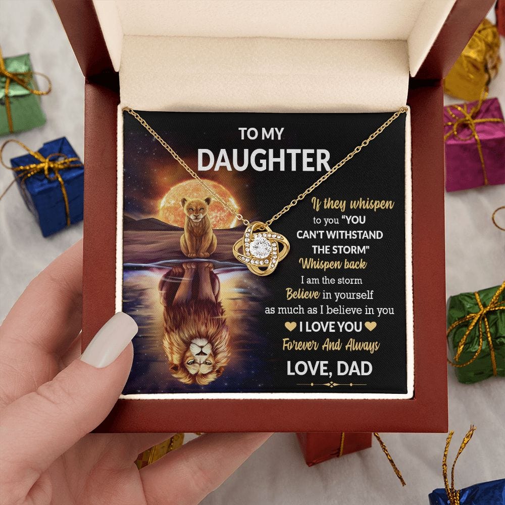 To My Daughter Gift Necklace with Message Card / Daughter Gift From Dad / Love knot pendant Necklace for Daughter