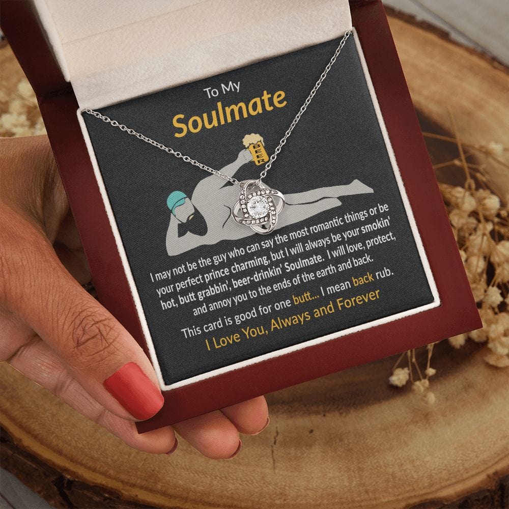 To My Soulmate Gift Necklace with Message Card and Love Knot Pendant Necklace