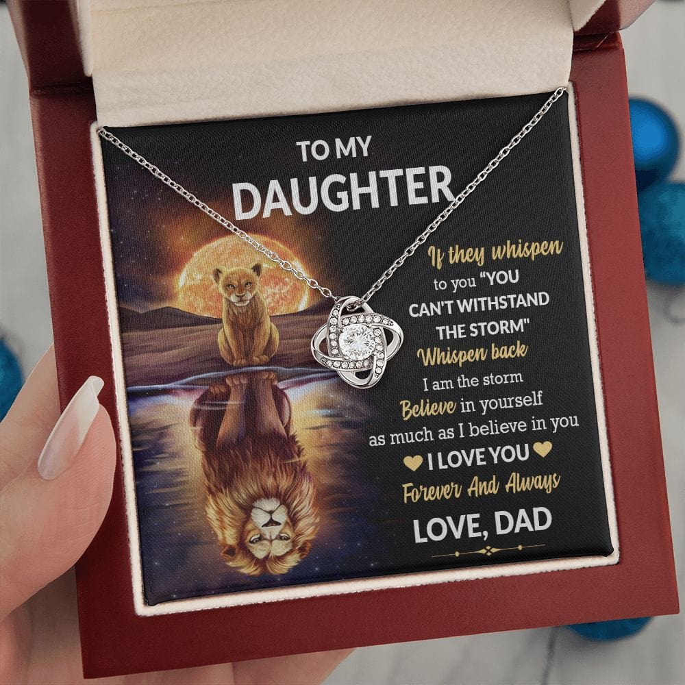 To My Daughter Gift Necklace with Message Card / Daughter Gift From Dad / Love knot pendant Necklace for Daughter