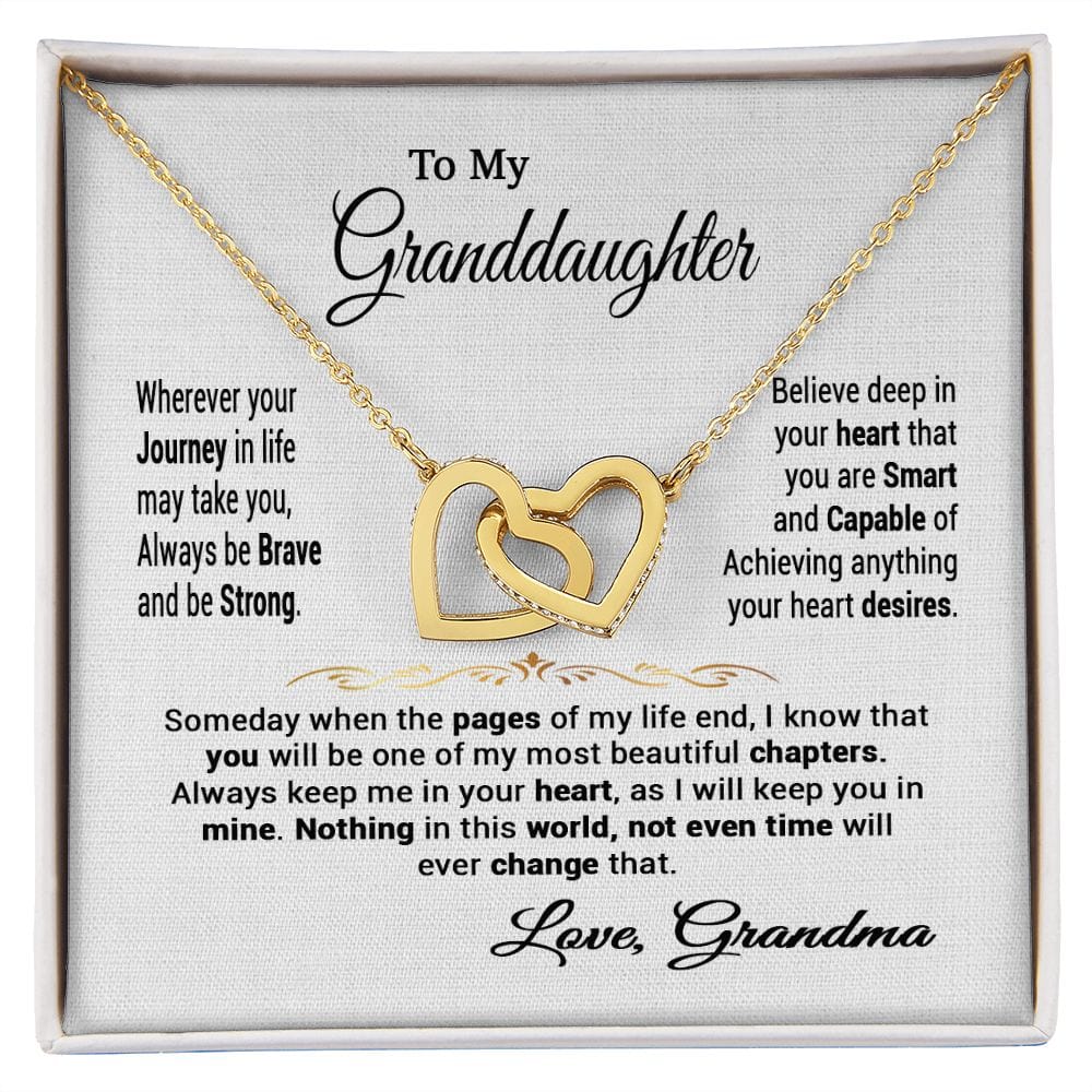 To My Granddaughter Gift Necklace from Grandma / Interlocking Hearts Necklace