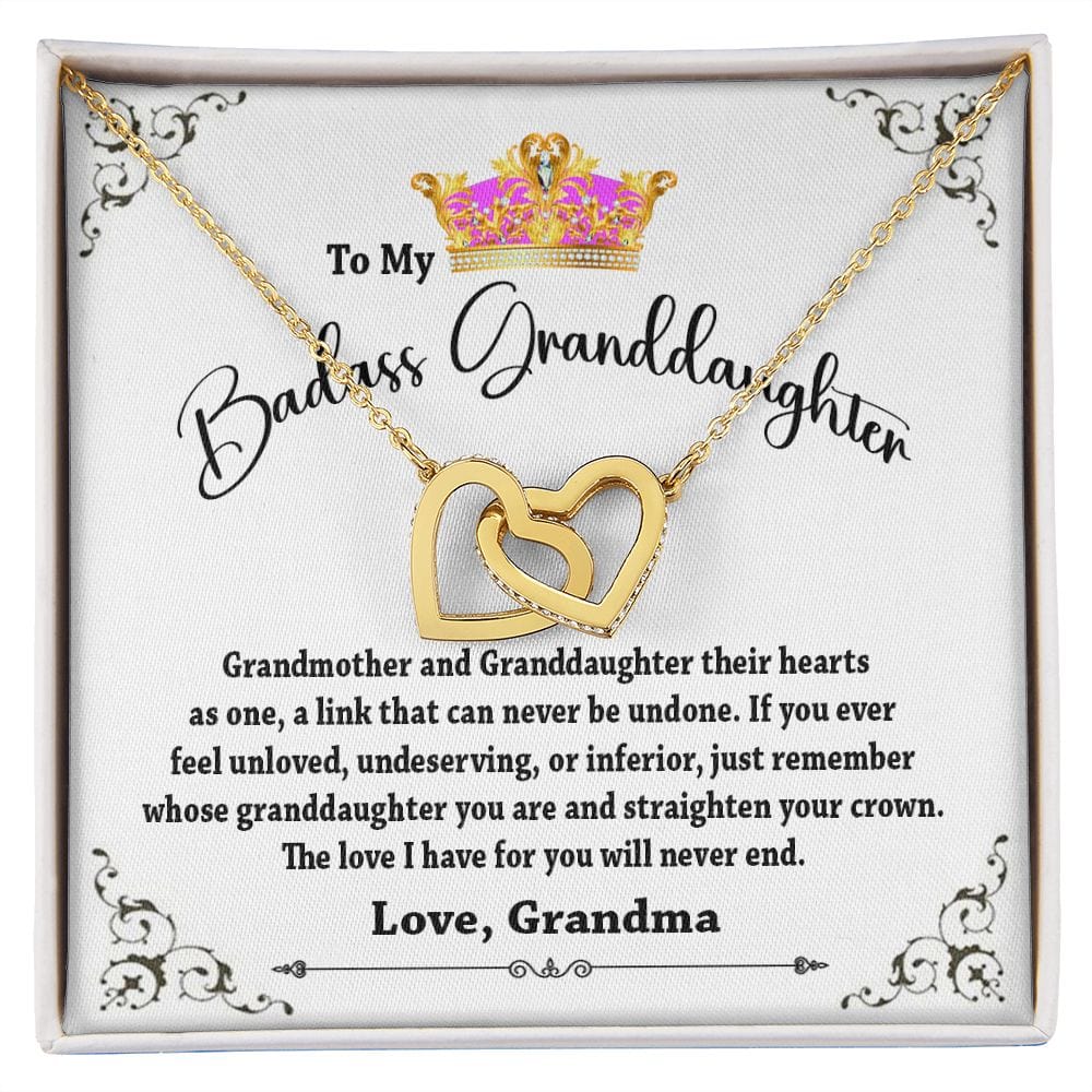 To My Badass Granddaughter Interlocking Hearts Necklace from Grandma