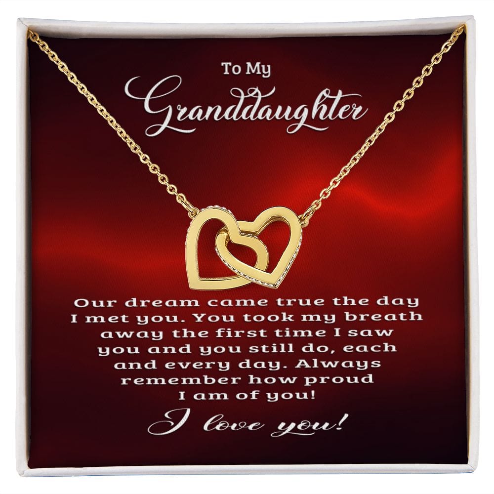 Our Dream Came True Message Card Necklace / Granddaughter Gift Necklace / Interlocking Hearts Necklace for Granddaughter