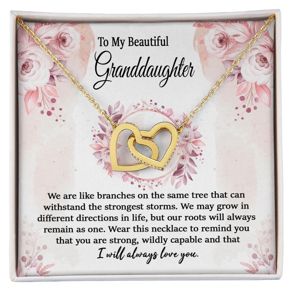 To Granddaughter Interlocking Hearts Necklace / To My Granddaughter Necklace