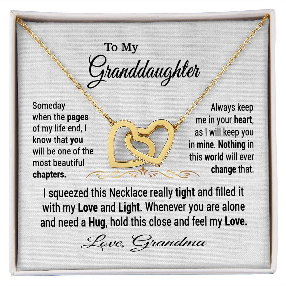 To My Granddaughter Gift Necklace from Grandma / Interlocking Hearts Necklace