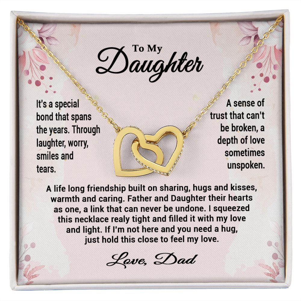 To My Daughter From Dad, Interlocking Hearts Necklace, Father to Daughter Gift, Birthday Gift To Daughter From Dad, Christmas Gift for her