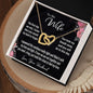 To My Wife Gift Necklace, Interlocking Hearts Necklace with Message Card