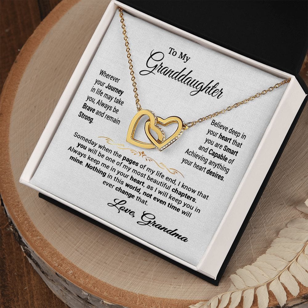 To My Granddaughter Gift Necklace from Grandma / Interlocking Hearts Necklace