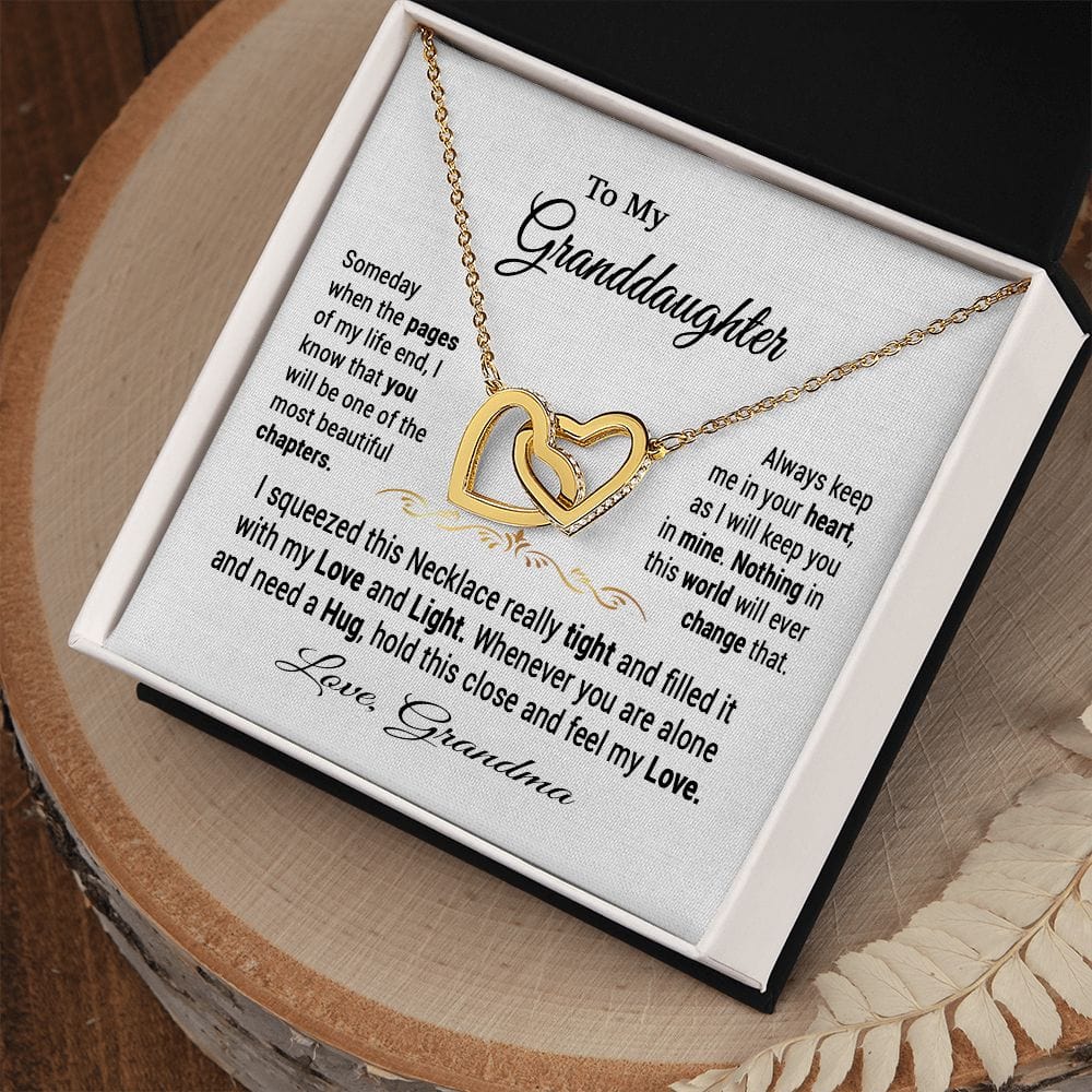 To My Granddaughter Gift Necklace from Grandma / Interlocking Hearts Necklace