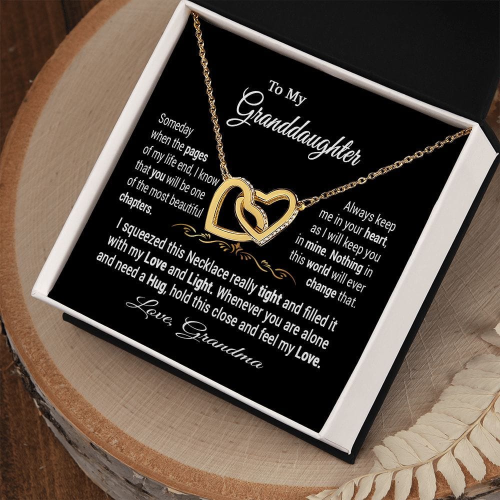 To My Granddaughter Gift Necklace / Interlocking Hearts Necklace