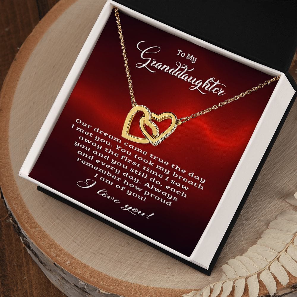 Our Dream Came True Message Card Necklace / Granddaughter Gift Necklace / Interlocking Hearts Necklace for Granddaughter