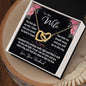 To My Wife Gift Necklace, Interlocking Hearts Necklace with Message Card